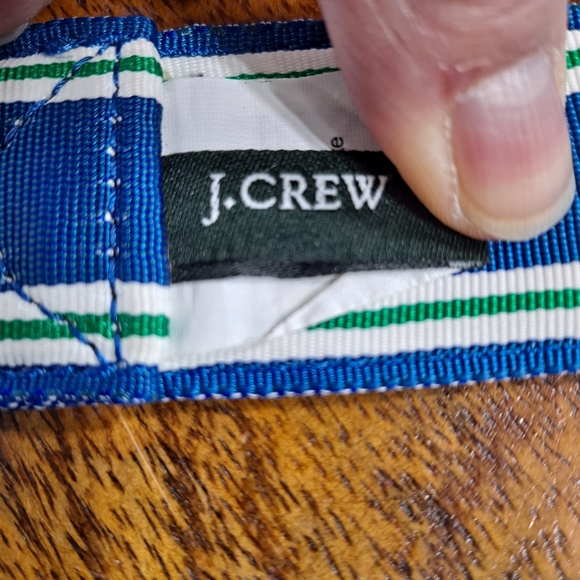 J. Crew Blue And Green Stripe Double D Ring Fabric Belt - Picture 3 of 9